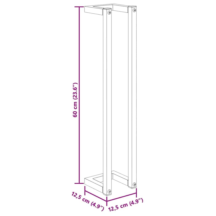 vidaXL Stojak na ręcznik, czarny, 12,5x12,5x60 cm, żelazny