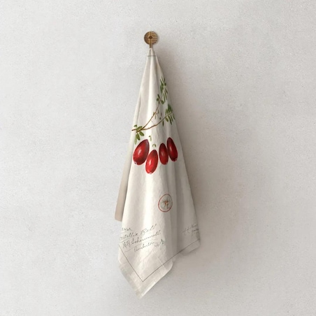 Lniany ręcznik kuchenny - żurawina