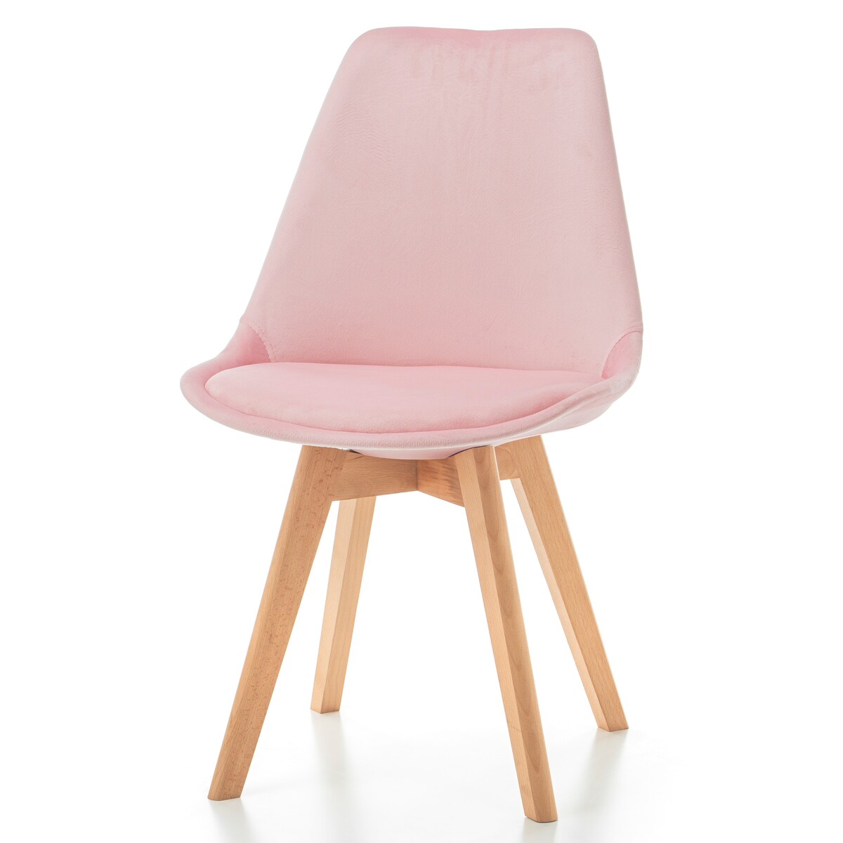 Krzesło skandynawskie z poduszką welurowe DUBLIN różowe