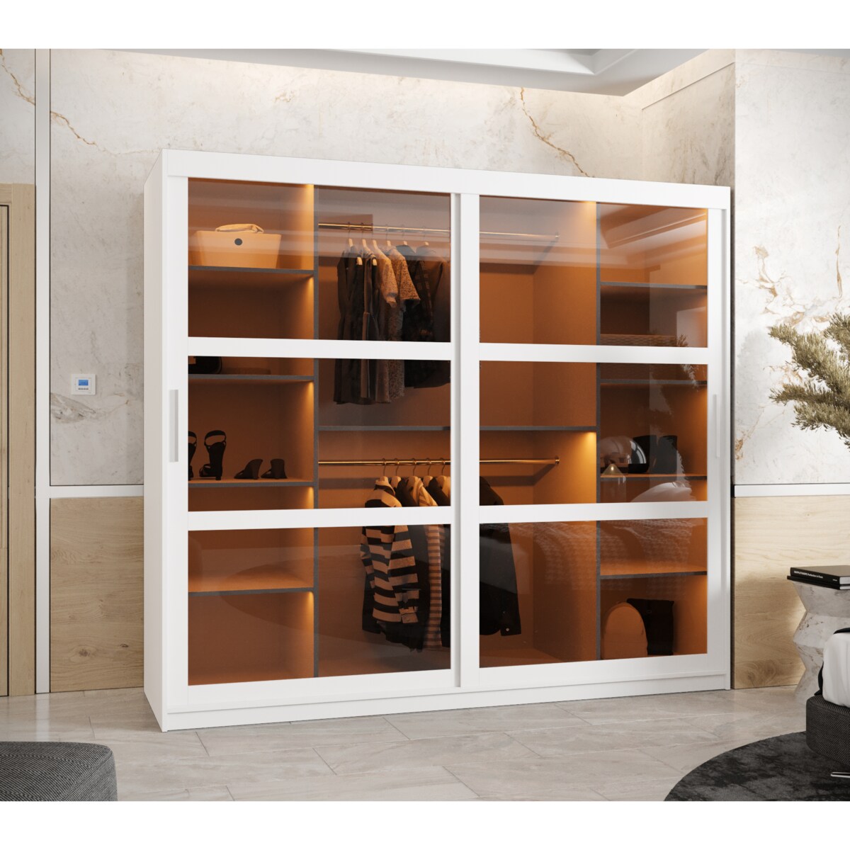 Szafa przesuwna Garderoba DOME 200 biały