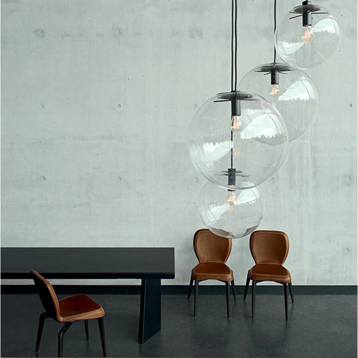 Lampa Wisząca Szklana Kula Black Czarna Lassi 25Cm