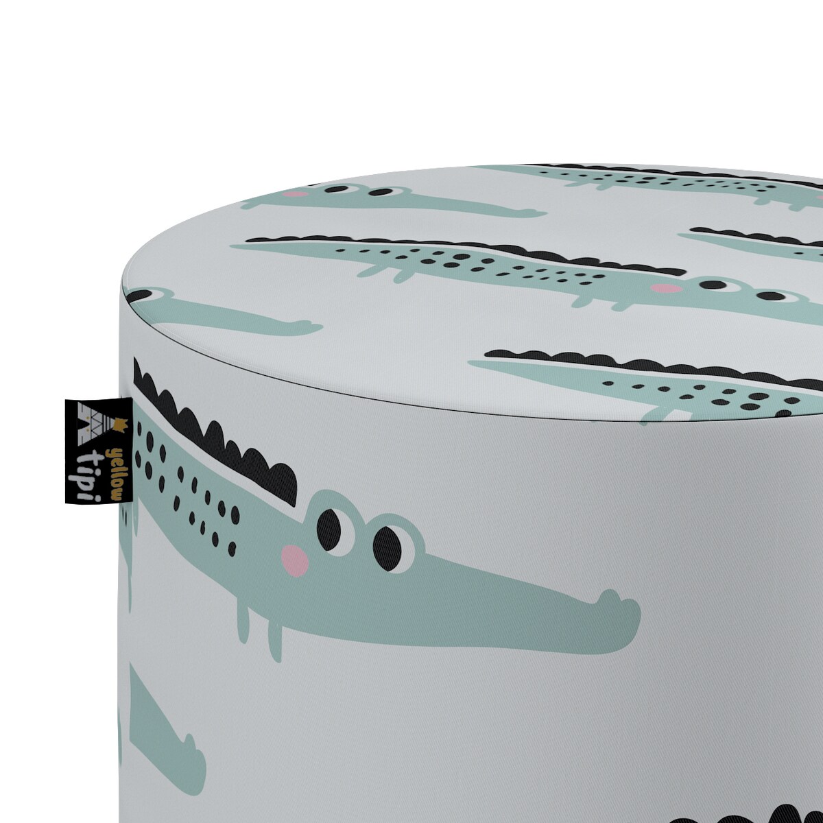 Puf Bobby, ecru-zielony, ø40, wys. 40 cm, Magic Collection