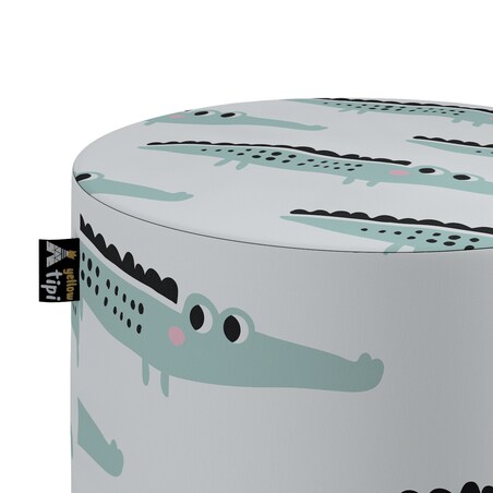 Puf Bobby, ecru-zielony, ø40, wys. 40 cm, Magic Collection