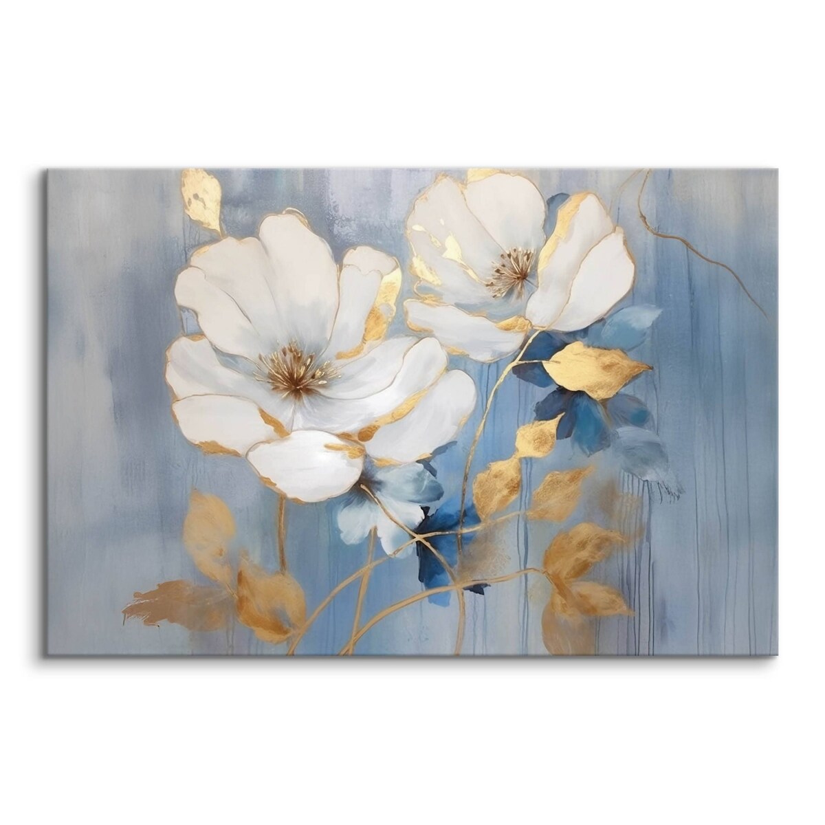 Obraz Canvas Do Salonu Białe Kwiaty Natura Styl Glamour Akwarele 70x50cm