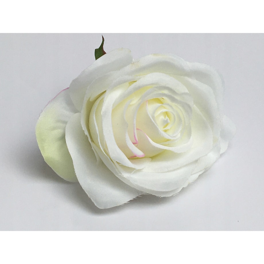 6x RÓŻA SZTUCZNA główka kwiatowa wyrobowa STROIKA biała ładna kompozycja