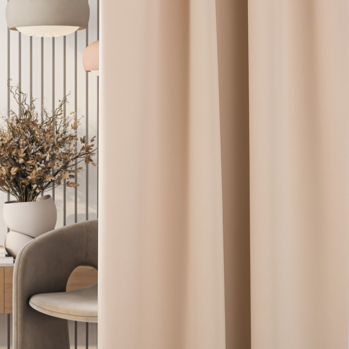 Zasłona zaciemniająca na taśmie marszczącej kremowy beż 140 x 280cm 1 szt. 140x280 beżowy