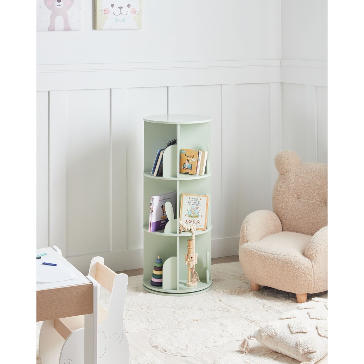 Obrotowy regał CANEY 94 cm Jasnozielony