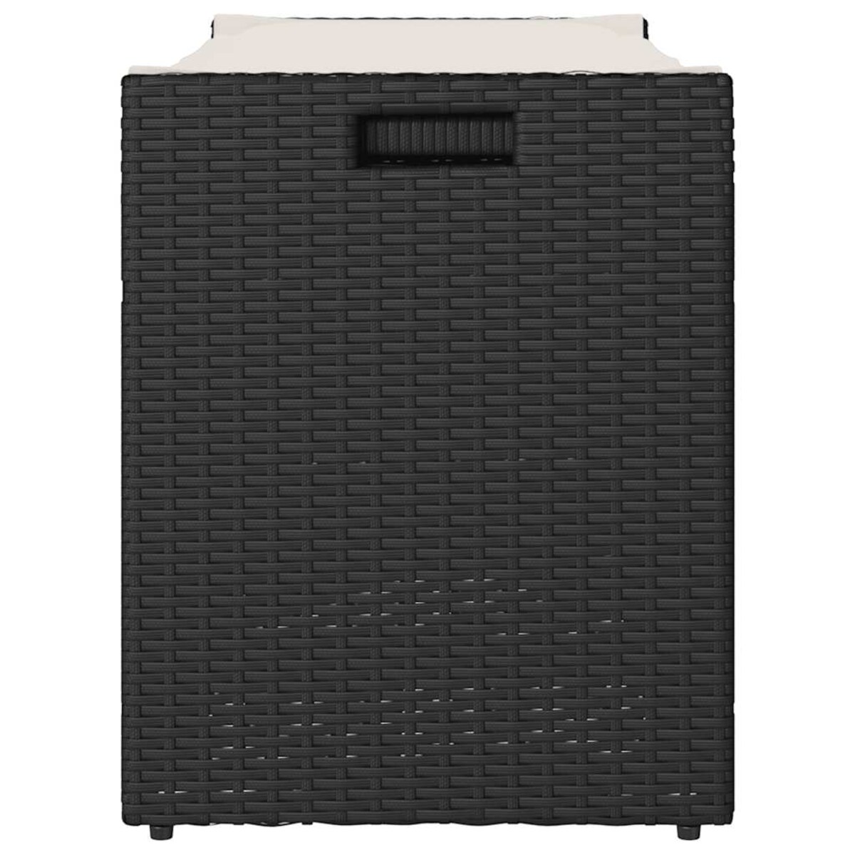 vidaXL Ławka ogrodowa ze schowkiem i poduszką, czarna, polirattan