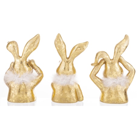 Dekoracja - 3 złote króliki - nie widzę, nie słyszę, nie mówię 25x14/15,5/17x10 cm big