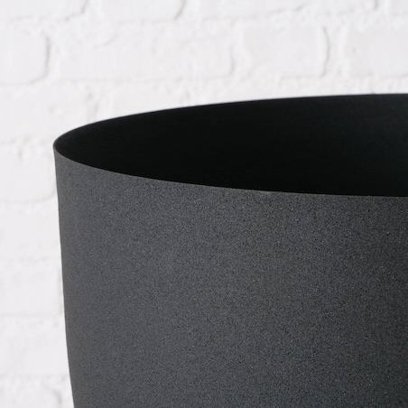 Metalowe doniczki na kwiaty TOPCO, nóżki z drewna mango, 3 sztuki