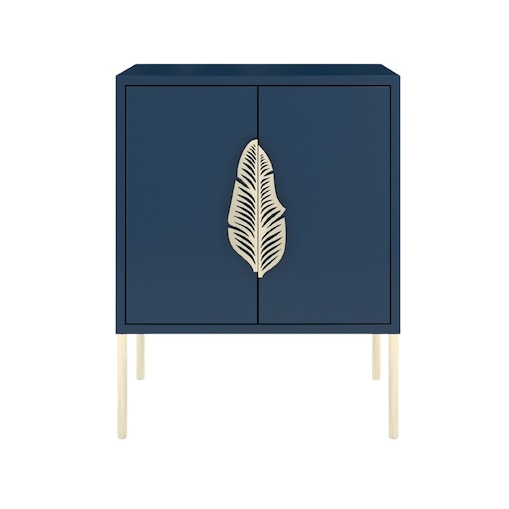 Granatowa szafka nocna Skandica MERLIN ze złotymi dodatkami