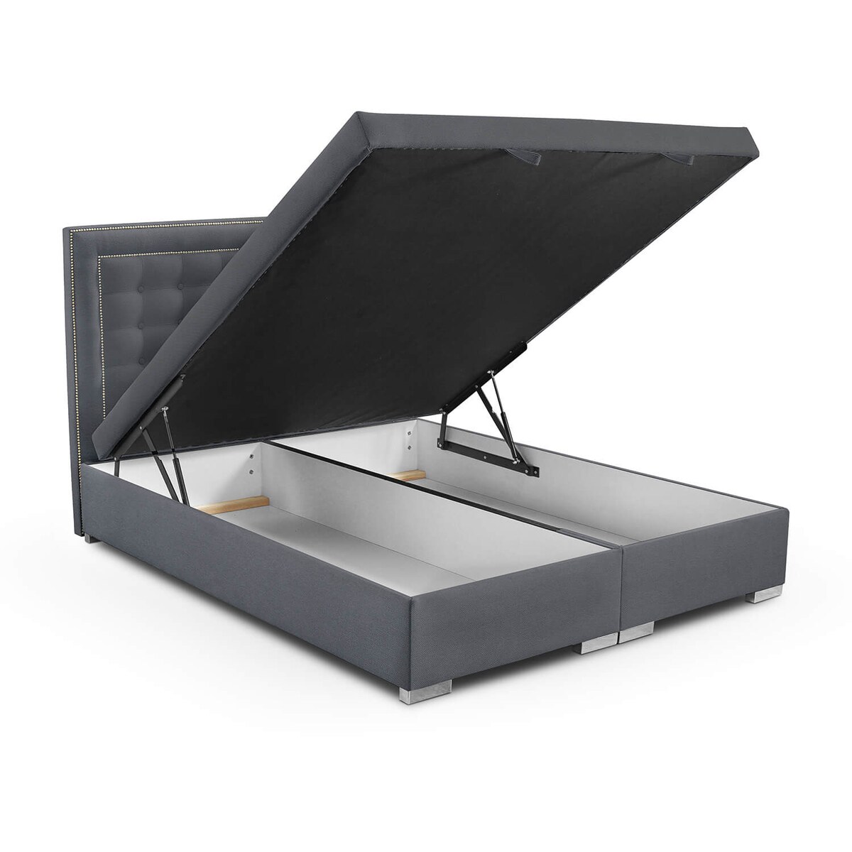 Łóżko tapicerowane BALFORD 180x200 z pojemnikiem, Antracyt, tkanina Megan 367