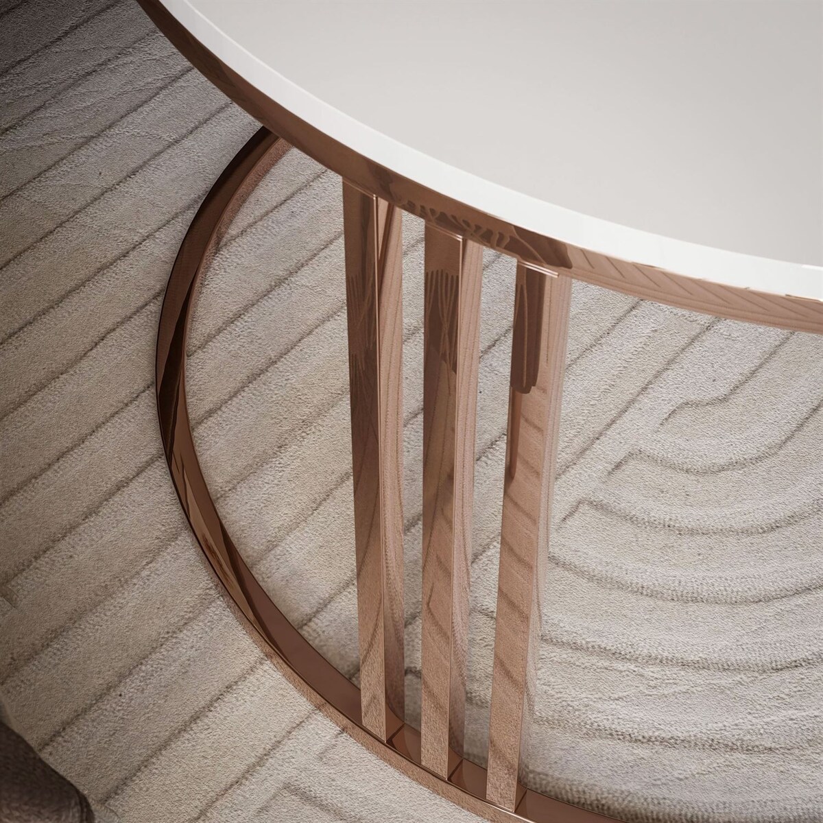 Stolik kawowy LORI 2w1 miedź biały połysk