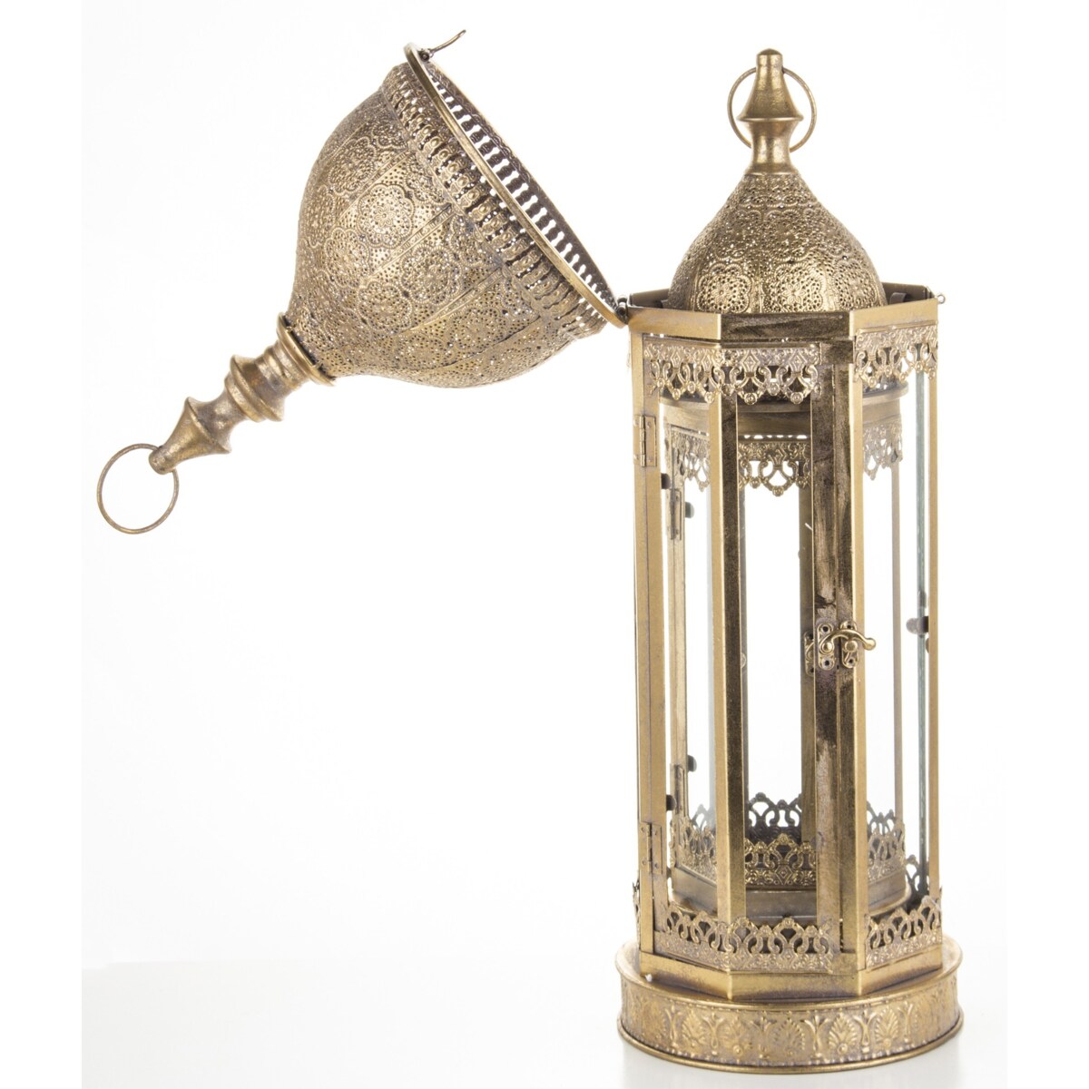 Lampion metalowy 2 szt. 76x21x21 i 58x14x14 cm CUPOLA-2