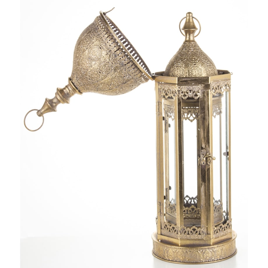 Lampion metalowy 2 szt. 76x21x21 i 58x14x14 cm CUPOLA-2