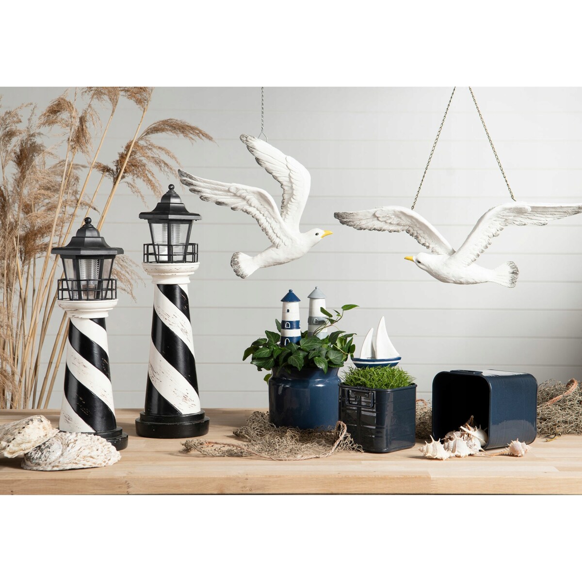 2 szt. OZDOBA do doniczki stroików LATARNIA MORSKA