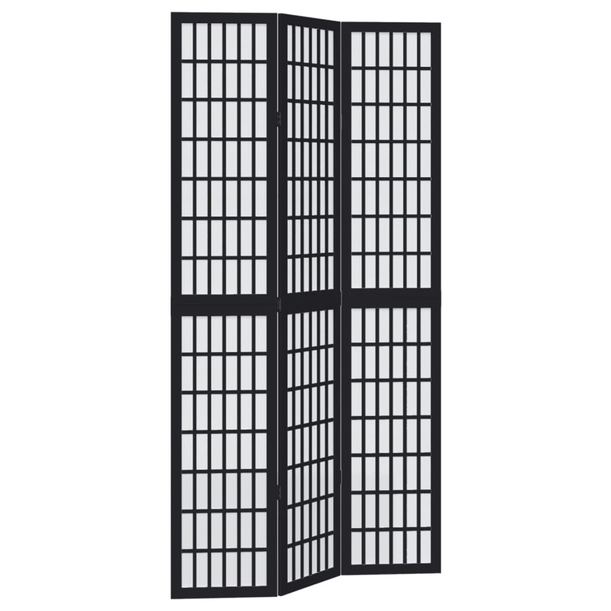 vidaXL Parawan pokojowy, 3-panelowy, czarny, lite drewno paulowni
