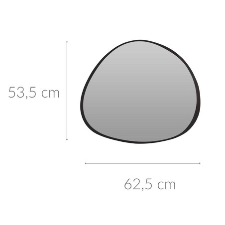Lustro o organicznym kształcie, czarna rama, 62,5 x 53,5 cm