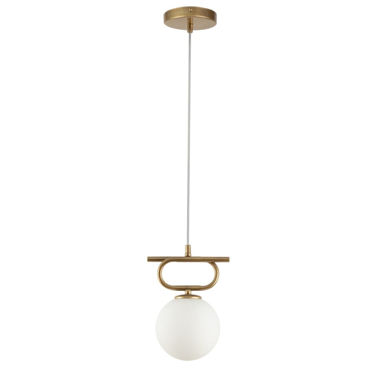 Lampa zwisowa do salonu kula Tes 33631 Sigma glamour mleczny klosz złota