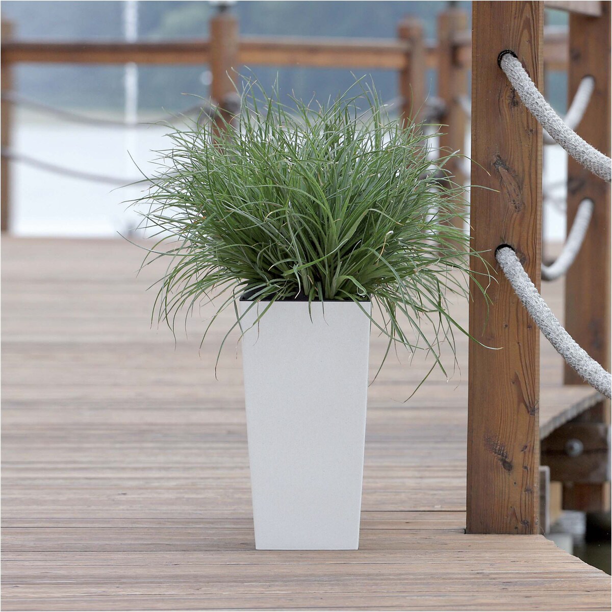 Donica Doniczka Ogrodowa 19,5 Cm Na Taras Do Ogrodu Domu Eco Wood Biała