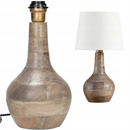 LAMPA STOŁOWA BOHO DREWNIANA E27 34cm NOCNA DO SALONU SYPIALNI BEZ KLOSZA