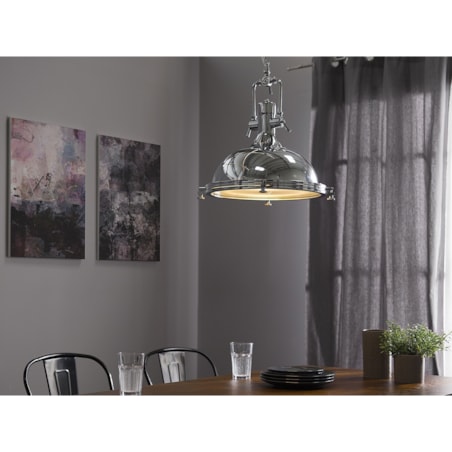 Lampa wisząca metalowa srebrna EBRON