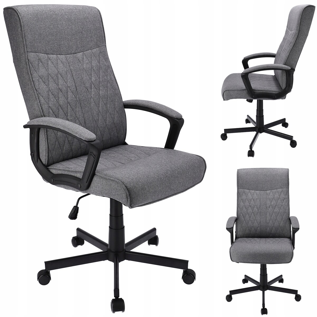 Fotel biurowy COMFORT pikowany szary