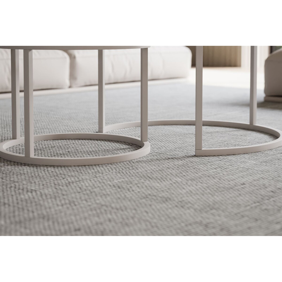 Okrągłe stoliki kawowe CIRI 2w1 kaszmir czarne szkło