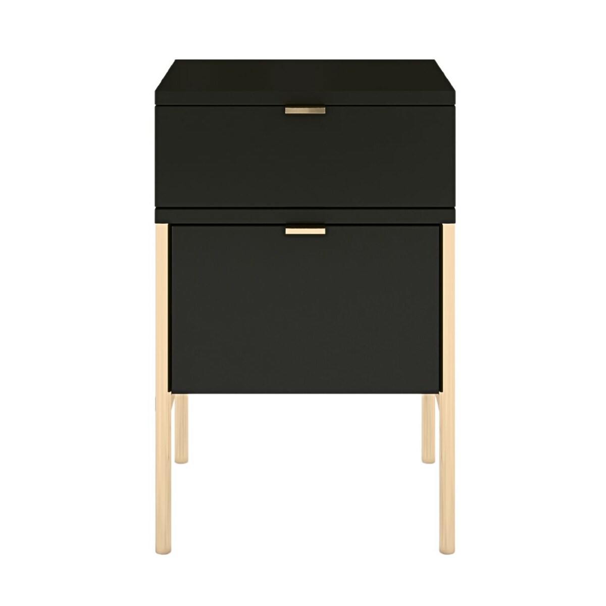Elegancka czarna szafka nocna Skandica POLKA na złotych nóżkach