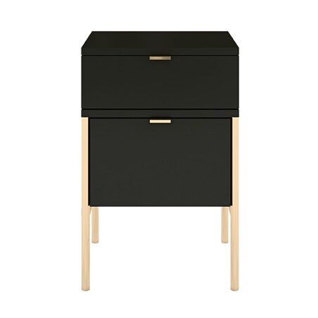 Elegancka czarna szafka nocna Skandica POLKA na złotych nóżkach
