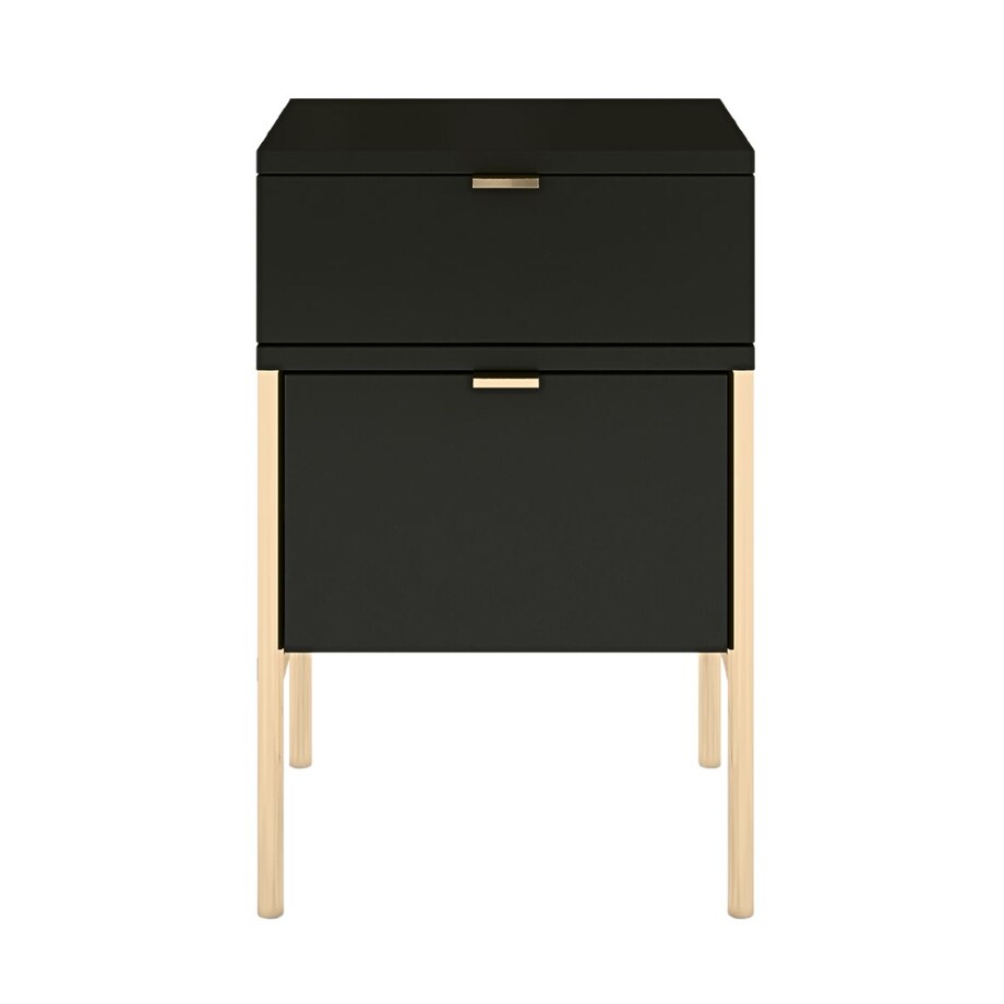 Elegancka czarna szafka nocna Skandica POLKA na złotych nóżkach