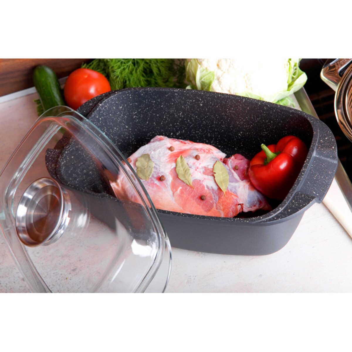 Brytfanna Z powłoką marmurową 5.5L 33cm KINGHOFF