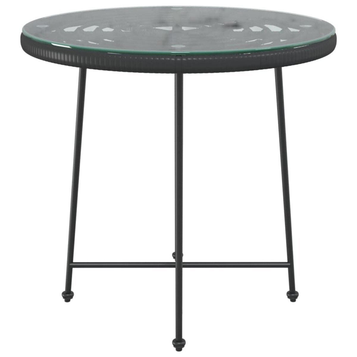 vidaXL Stół jadalniany, czarny, Ø80 cm, szkło hartowane i stal