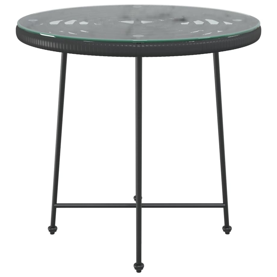 vidaXL Stół jadalniany, czarny, Ø80 cm, szkło hartowane i stal