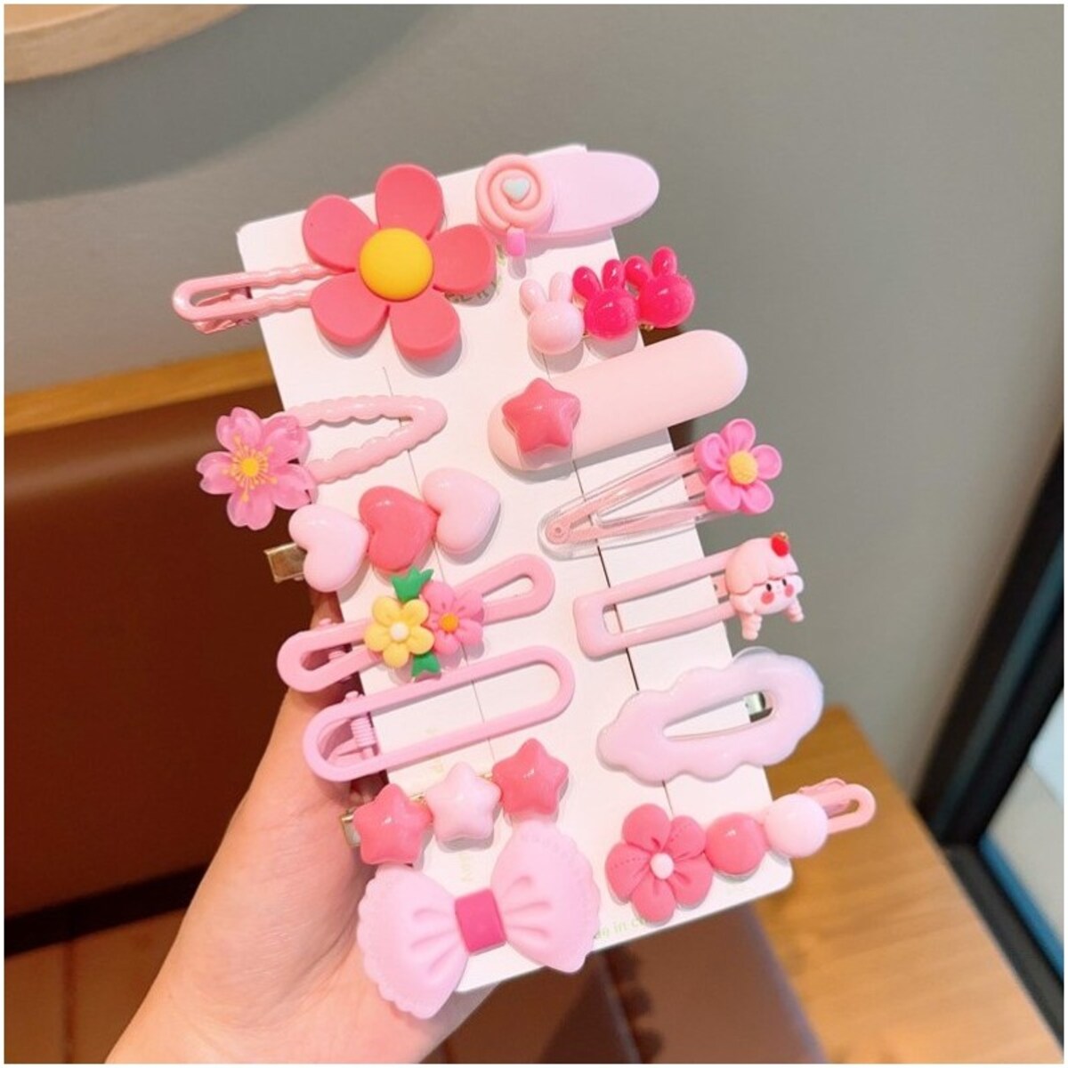 Zestaw pakiet 14w1 spinek wsuwek do włosów, kwiatki, kokardka róż SP411