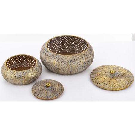 Szkatułka metalowa 2 szt. złote 15x23x23 i 11x15,5x15,5 ZUCCA