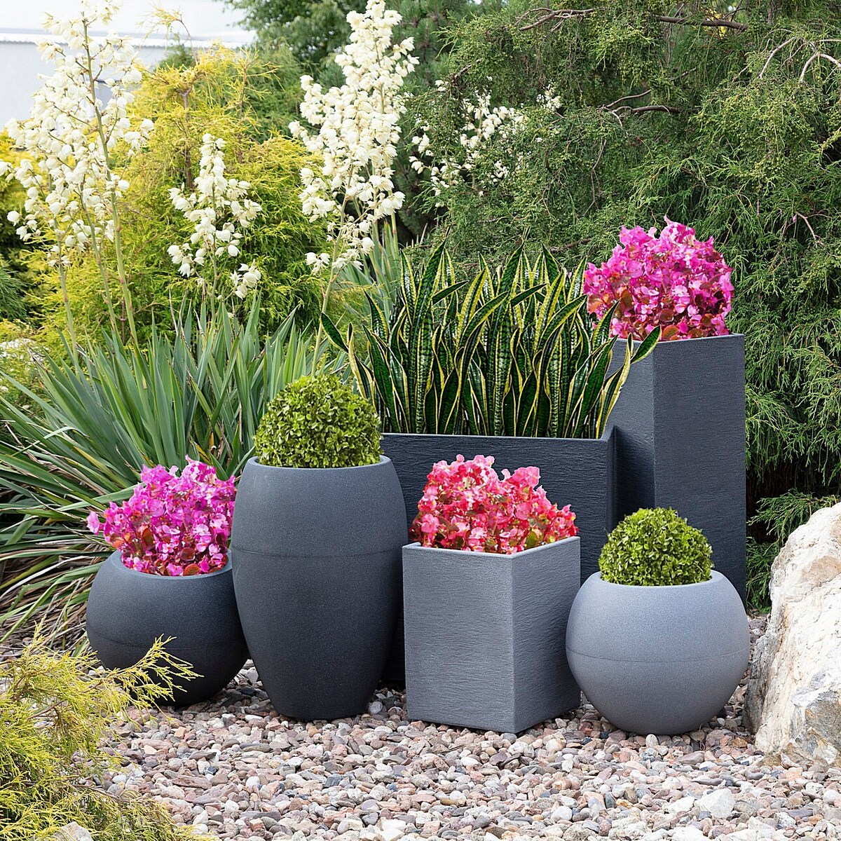 Osłona donicy Cubus Grey 29 x 29 x 40 cm, 29 x 29 x 40 cm