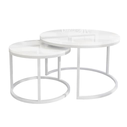 Okrągły stolik kawowy CIRI 2w1 biały połysk 70/50 cm
