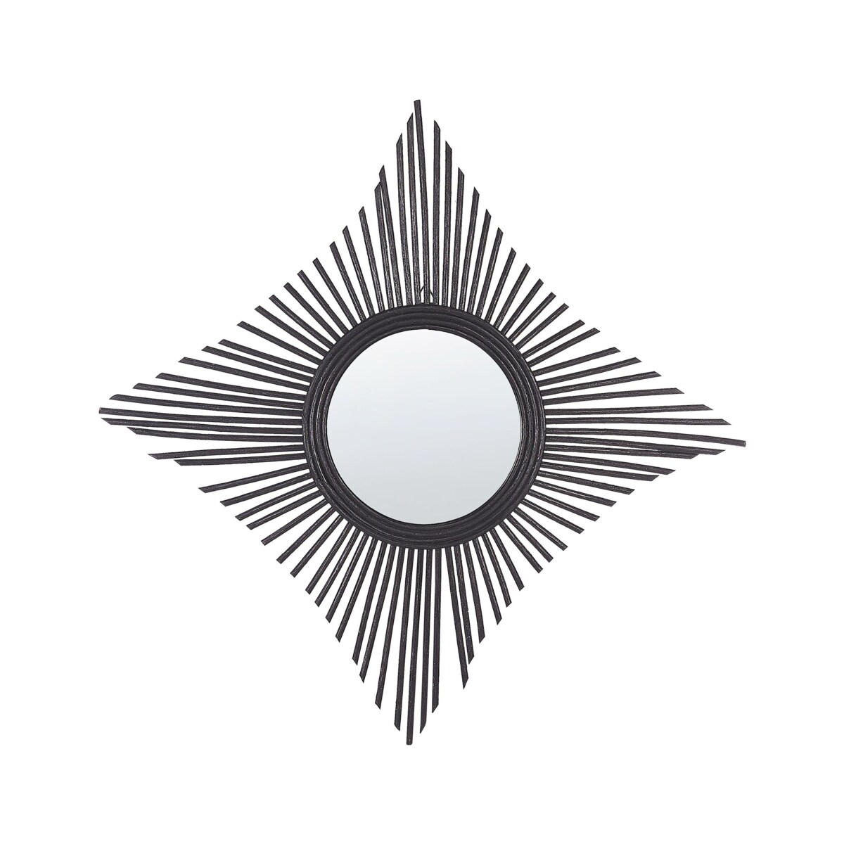 Rattanowe lustro ścienne 60 x 60 cm czarne MAJENE