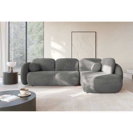 Nowoczesny Narożnik rozkładany OLIVIO II, prawy, ciemno-szary