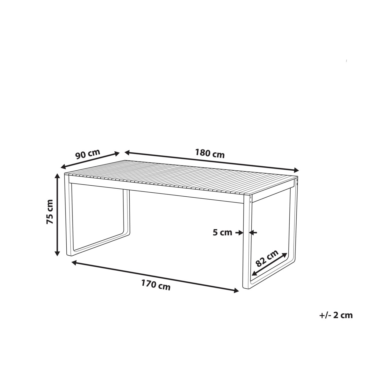 Stół ogrodowy akacjowy 180 x 90 cm jasne drewno SASSARI