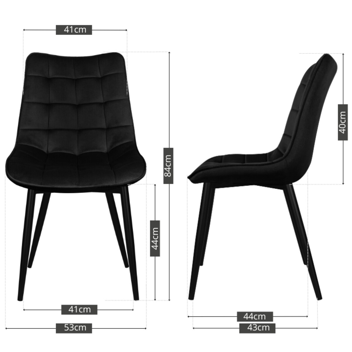 Krzesło tapicerowane czarne welurowe do salonu jadalni