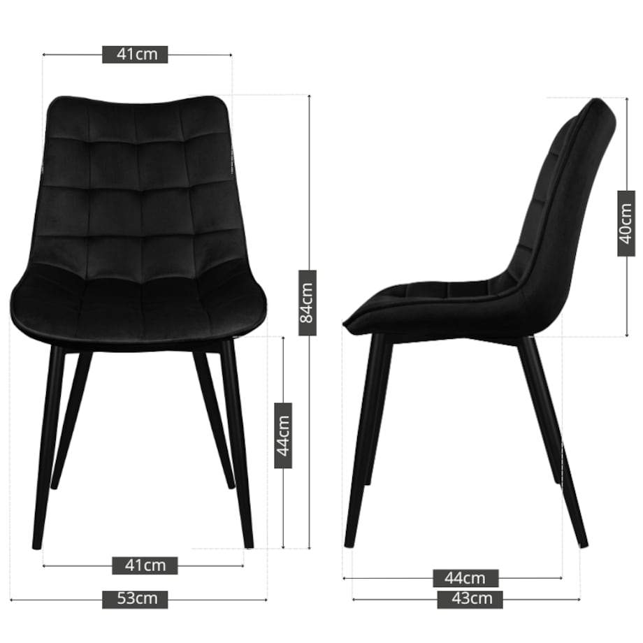 Krzesło tapicerowane czarne welurowe do salonu jadalni