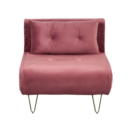 Sofa welurowa rozkładana różowa VESTFOLD