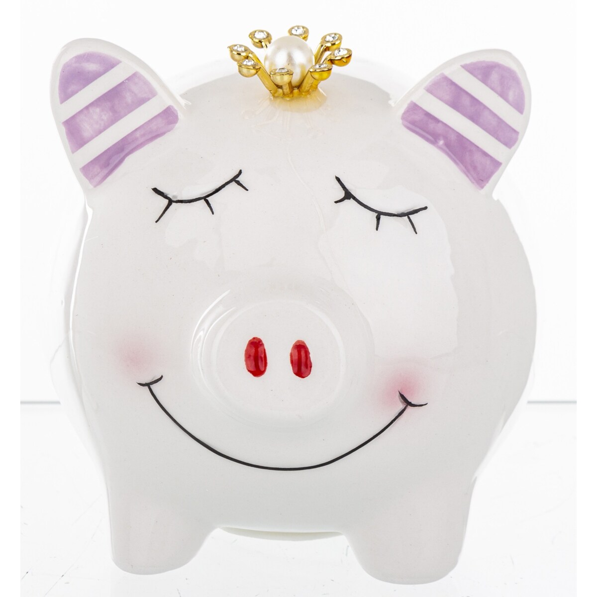 Skarbonka ceramiczna - 10,5x9,5x12,5 cm świnka PIGGY biała