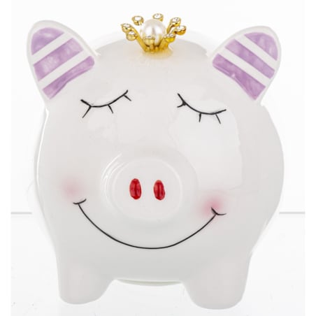 Skarbonka ceramiczna - 10,5x9,5x12,5 cm świnka PIGGY biała