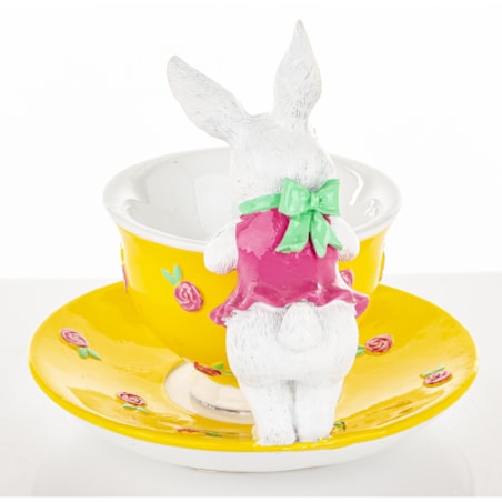 Dekoracja - króliczka zagląda do filiżanki 15,5x17,5x15 cm