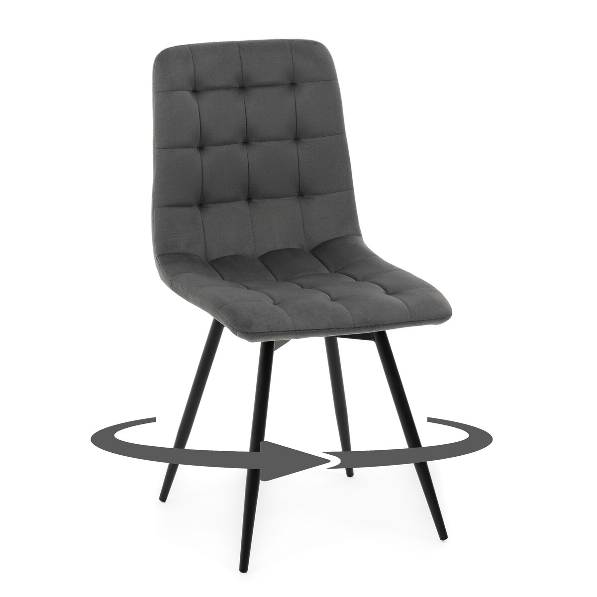 Krzesło tapicerowane obrotowe do salonu ARCO szary welur