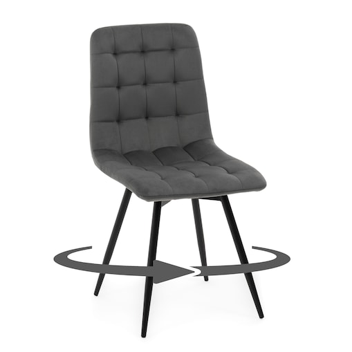 Krzesło tapicerowane obrotowe do salonu ARCO szary welur