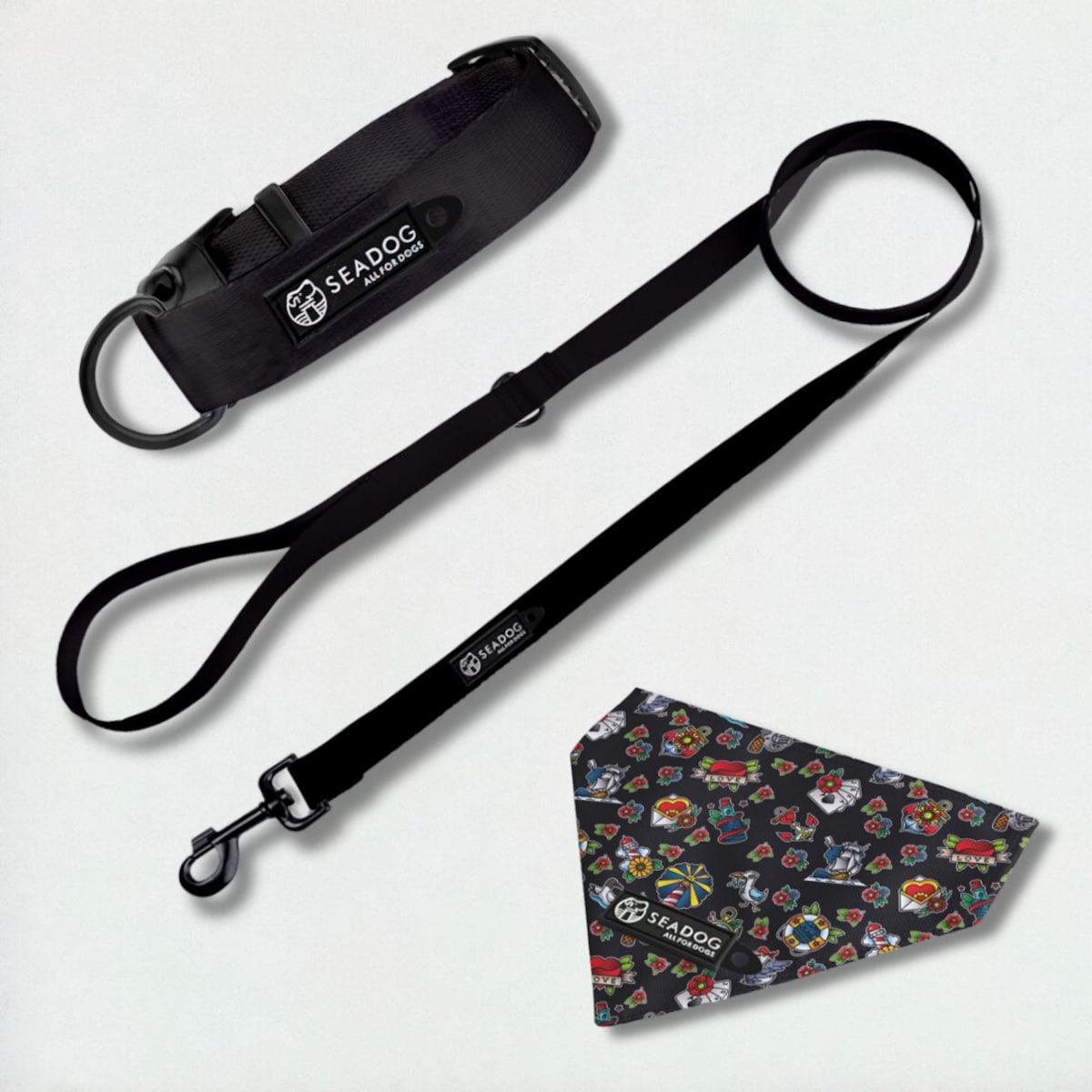 Zestaw: smycz, obroża i bandana, rozmiar S